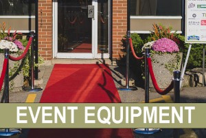 Rent event equipment like stanchions, sign holders, red carpet, cable mats, bar mats, fire extinguishers, carts, dance floor and many other items for parties and events